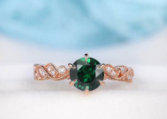 De uitstekende Bloemenwijnstok van Emerald Real Diamond Jewellery Ring sneed 6.5mm Grootte