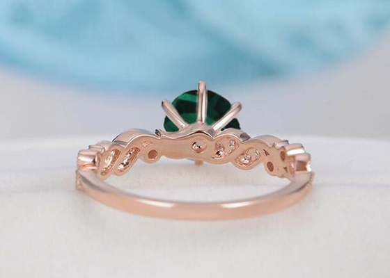 De uitstekende Bloemenwijnstok van Emerald Real Diamond Jewellery Ring sneed 6.5mm Grootte