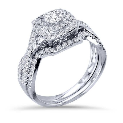 ODM van de het Witgoudkleur van 43PCS 0.43ct Diamond Engagement Wedding Rings 18K