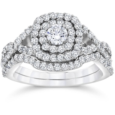 ODM van de het Witgoudkleur van 43PCS 0.43ct Diamond Engagement Wedding Rings 18K