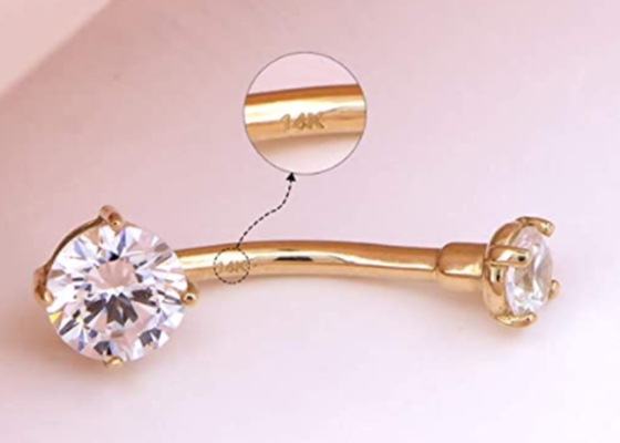 14g de gouden Navel Ring Dia 8mm van Lichaams Doordringende Juwelen het Plaatsende Type van Klauwhand