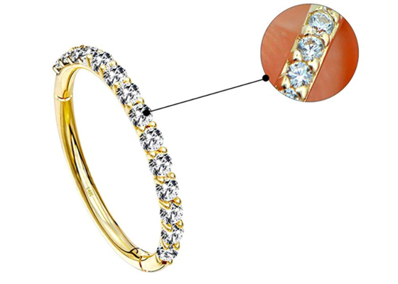 Gouden het Kraakbeenoorringen van de hoepelvorm 16g 1.2×8mm Grootte voor Huwelijk