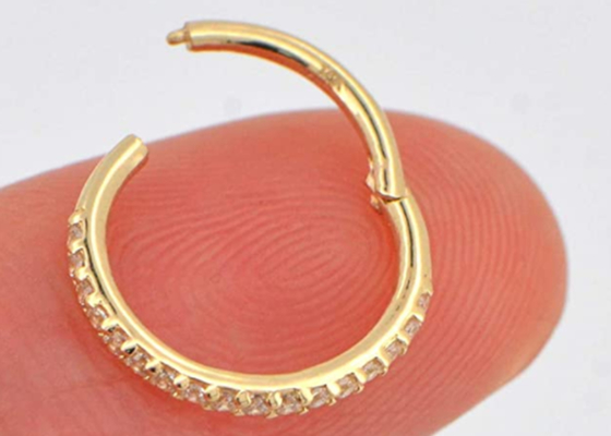 Gouden het Kraakbeenoorringen van de hoepelvorm 16g 1.2×8mm Grootte voor Huwelijk