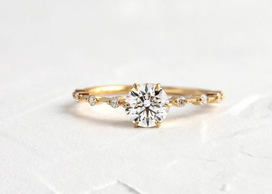 1.0ct Moissanite Diamond Rings, Ronde Besnoeiingsverlovingsringen 6.5MM ODM