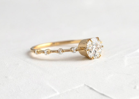 1.0ct Moissanite Diamond Rings, Ronde Besnoeiingsverlovingsringen 6.5MM ODM