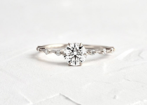1.0ct Moissanite Diamond Rings, Ronde Besnoeiingsverlovingsringen 6.5MM ODM