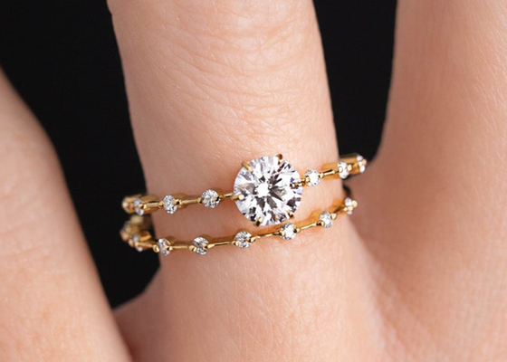 1.0ct Moissanite Diamond Rings, Ronde Besnoeiingsverlovingsringen 6.5MM ODM
