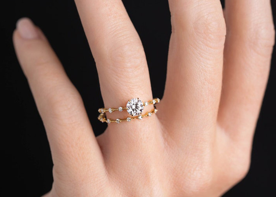 1.0ct Moissanite Diamond Rings, Ronde Besnoeiingsverlovingsringen 6.5MM ODM