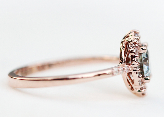 de Verlovingsringen van 1.2ct 1pcs Moissanite voor Vrouwen 14K Rose Gold Material