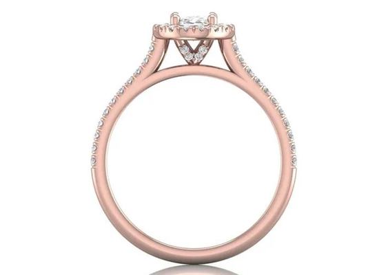 Ovale 18K Rose Gold Ring, 0.50Ct Diamond Engagement Ring 6.37x4.46x2.79mm