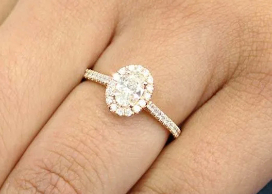 Ovale 18K Rose Gold Ring, 0.50Ct Diamond Engagement Ring 6.37x4.46x2.79mm
