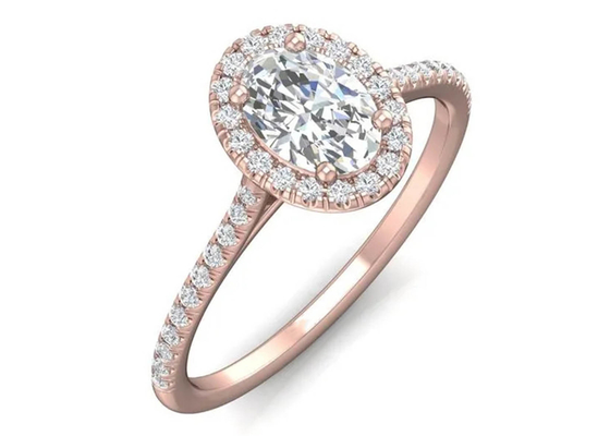 Ovale 18K Rose Gold Ring, 0.50Ct Diamond Engagement Ring 6.37x4.46x2.79mm
