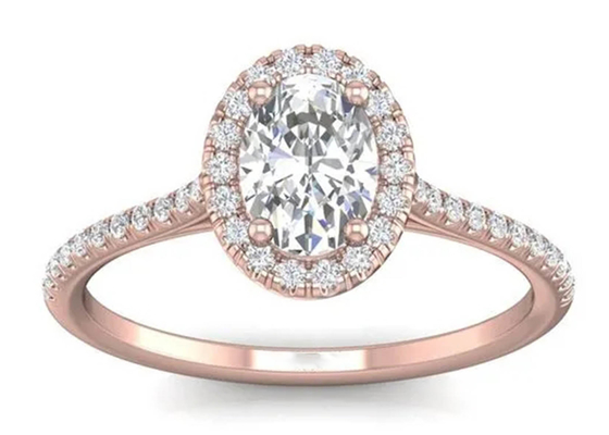 Ovale 18K Rose Gold Ring, 0.50Ct Diamond Engagement Ring 6.37x4.46x2.79mm