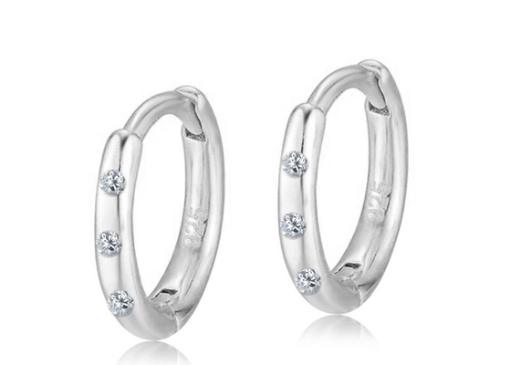 0.06ct Diamond Huggie Hoop Earrings 8mm 7mm 6mm grootte1.3-1.5g Gewicht
