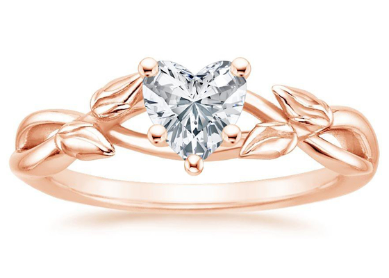 OEM Ring van Moissanite van de Hartvorm, 5.5mm 9k Rose Gold Ring 0,6 Karaat