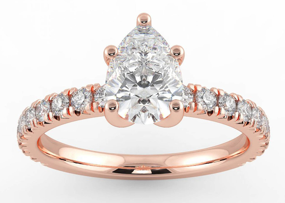 Wedding18K het Certificaat ODM van Rose Gold Ring Pear Cut 0.80ct DGC