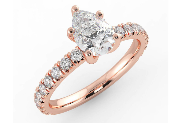 Wedding18K het Certificaat ODM van Rose Gold Ring Pear Cut 0.80ct DGC