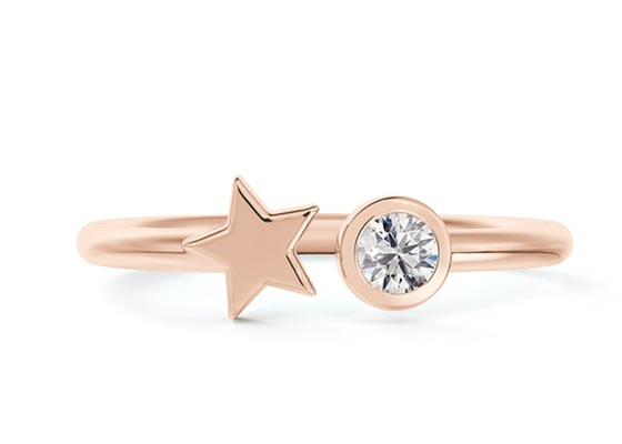 3.5mm Ronde Moissanite Ring, ODM van de 0,16 Karaat9k Gouden Trouwring