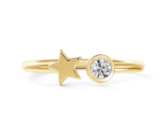 3.5mm Ronde Moissanite Ring, ODM van de 0,16 Karaat9k Gouden Trouwring