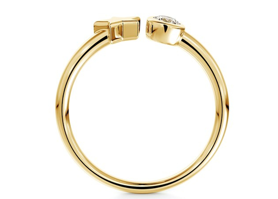 3.5mm Ronde Moissanite Ring, ODM van de 0,16 Karaat9k Gouden Trouwring