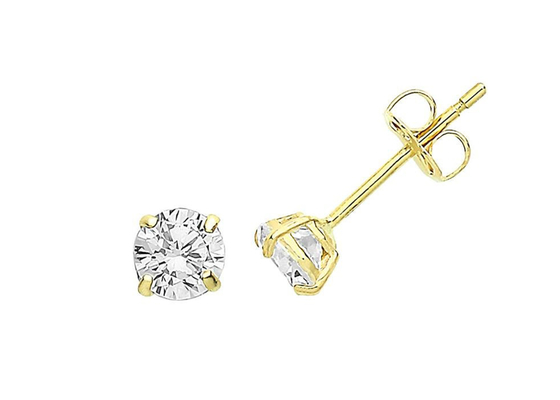 Gouden het Patienceoorringen van 9ct 9K, Patience Diamond Stud 3mm 4mm 5mm