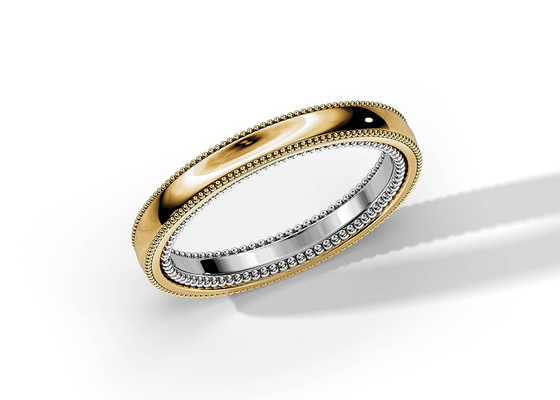 ODM 2 Tone Gold Engagement Rings, 4MM 5MM 6MM Gouden OEM van de Trouwringring