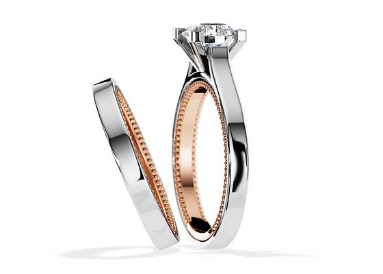 Twee Gouden Ring 7.5MM van Tone Color 9K met de Diamant van 1.5ct Moissanite