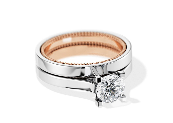 Twee Gouden Ring 7.5MM van Tone Color 9K met de Diamant van 1.5ct Moissanite