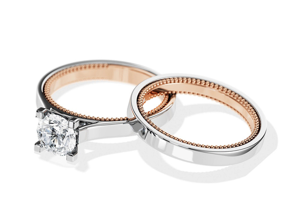 Twee Gouden Ring 7.5MM van Tone Color 9K met de Diamant van 1.5ct Moissanite