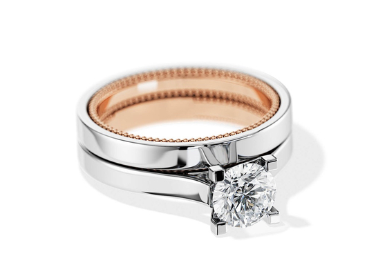 Twee Gouden Ring 7.5MM van Tone Color 9K met de Diamant van 1.5ct Moissanite