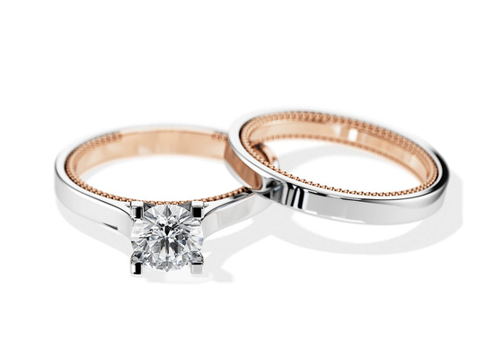 Twee Gouden Ring 7.5MM van Tone Color 9K met de Diamant van 1.5ct Moissanite