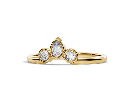 0.4CT v-vormige Trouwring met Verlovingsring, 2MM Stapelbare Diamond Rings OEM