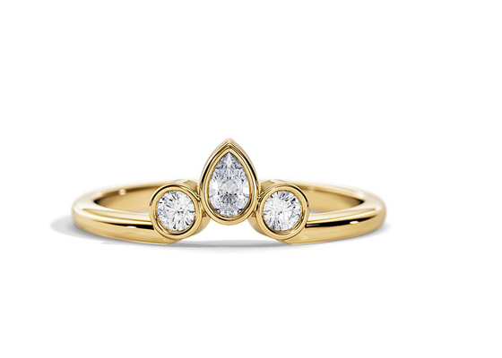 0.4CT v-vormige Trouwring met Verlovingsring, 2MM Stapelbare Diamond Rings OEM