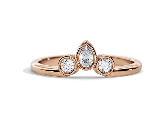 0.4CT v-vormige Trouwring met Verlovingsring, 2MM Stapelbare Diamond Rings OEM