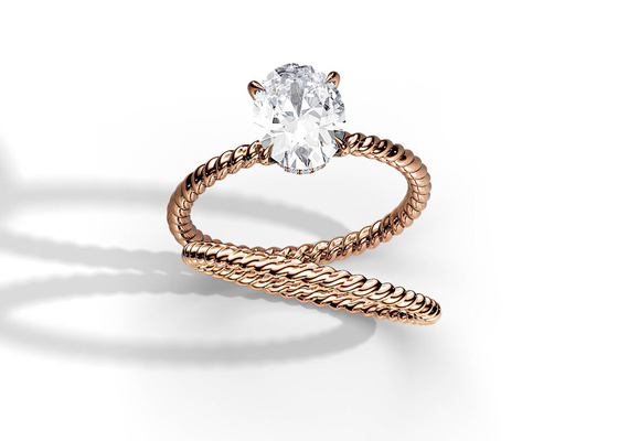 Ovale besnoeiings9k Gouden Ring 1.5ct 6×8MM met Moissanite-Riek Plaatsend Type