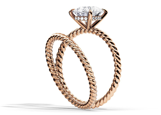 Ovale besnoeiings9k Gouden Ring 1.5ct 6×8MM met Moissanite-Riek Plaatsend Type