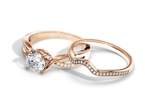 1.25ct de Gemiddelde Kleur van Rose Gold Moissanite Engagement Rings VS1 SI1 SI2