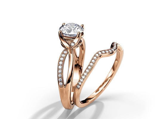 1.25ct de Gemiddelde Kleur van Rose Gold Moissanite Engagement Rings VS1 SI1 SI2