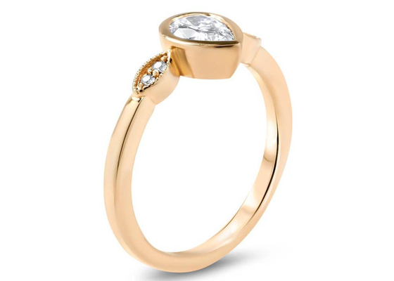 de Gouden Moissanite Ring van 0.77carat 10k, Gouden Patienceverlovingsring 5×7mm Afmeting