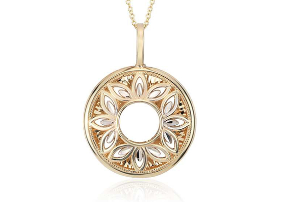 Bloemen Filigraanoem van Vormdiamond pendant necklace yellow gold ODM