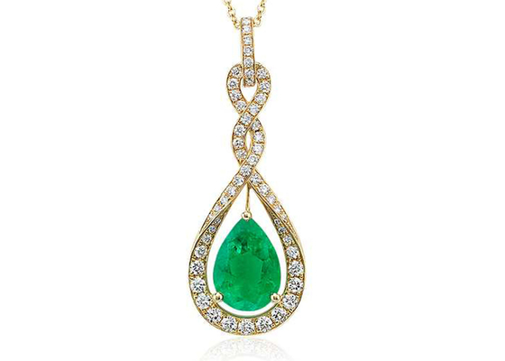 De Gouden Halsbanden van de perenbesnoeiing 14K met Natuurlijk Groen Emerald Tiny Diamond 6×8MM grootte