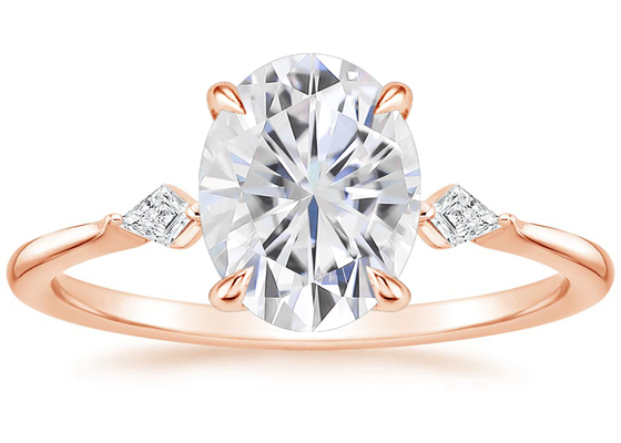 10K Rose Gold Oval Moissanite Engagement-Ringen Dia OV7×9mm 2.1ct