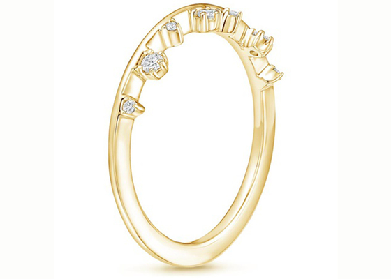 De Gele Gouden Juwelen Ring With 0.15ct VS1 2mm van de Aalternatingsgrootte 14K Natuurlijke Diamant