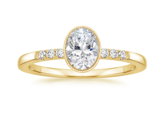 Vrouwen 10k Geel Gouden Diamond Ring, Ovale OEM van Laboratoriumdiamond engagement ring ODM