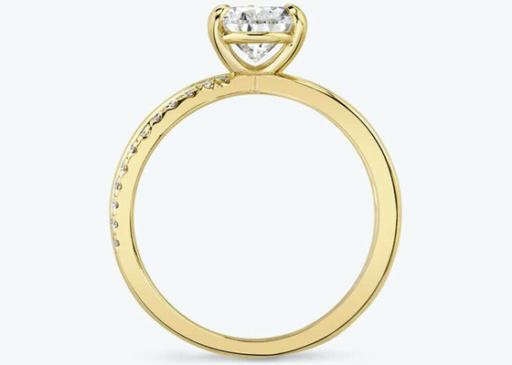 De Gele Gouden Ringen van de perenbesnoeiing 9k met de Afmeting van de Laboratoriumdiamant RD 6×9mm