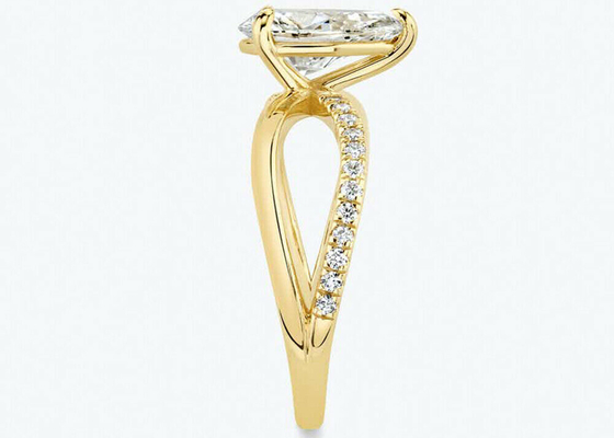De Gele Gouden Ringen van de perenbesnoeiing 9k met de Afmeting van de Laboratoriumdiamant RD 6×9mm