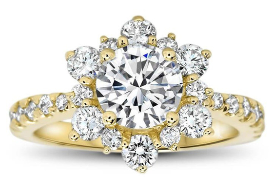 Sneeuwvlok Geïnspireerd Zilveren Ring With Lab Diamond RD6.5MM de Grootte1.0ct gewicht van 9K