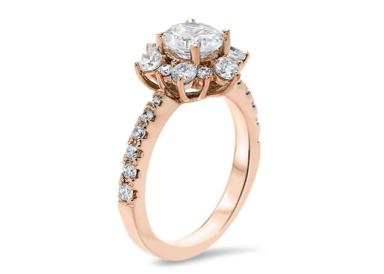 Sneeuwvlok Geïnspireerd Zilveren Ring With Lab Diamond RD6.5MM de Grootte1.0ct gewicht van 9K