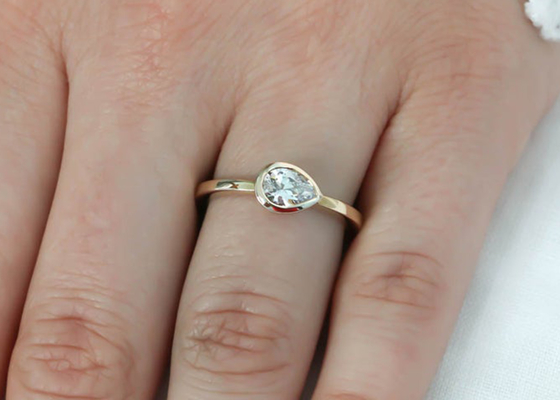 0.77ct gele Gouden Trouwring, ODM Vattings Vastgestelde Verlovingsring voor Dame
