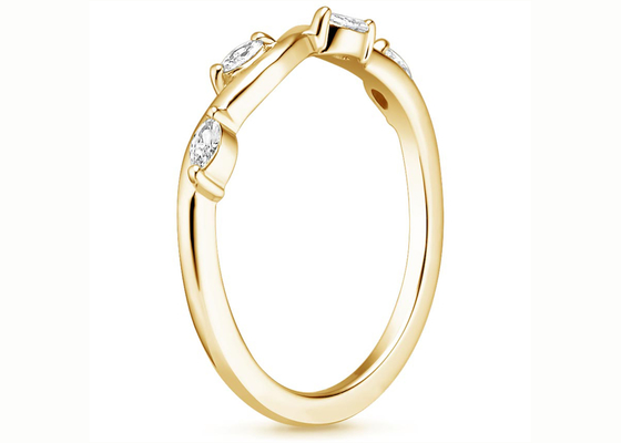 Het winden Wilgen14k Gele Gouden Juwelen Ring With 2×4mm 0.40ct-Diamant
